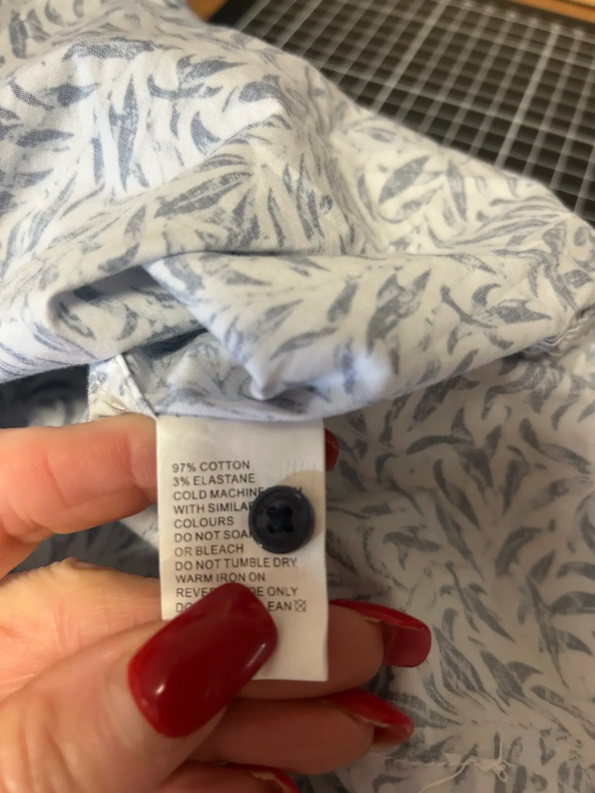 Mecoto white with blue leaf print shirt – photo 5