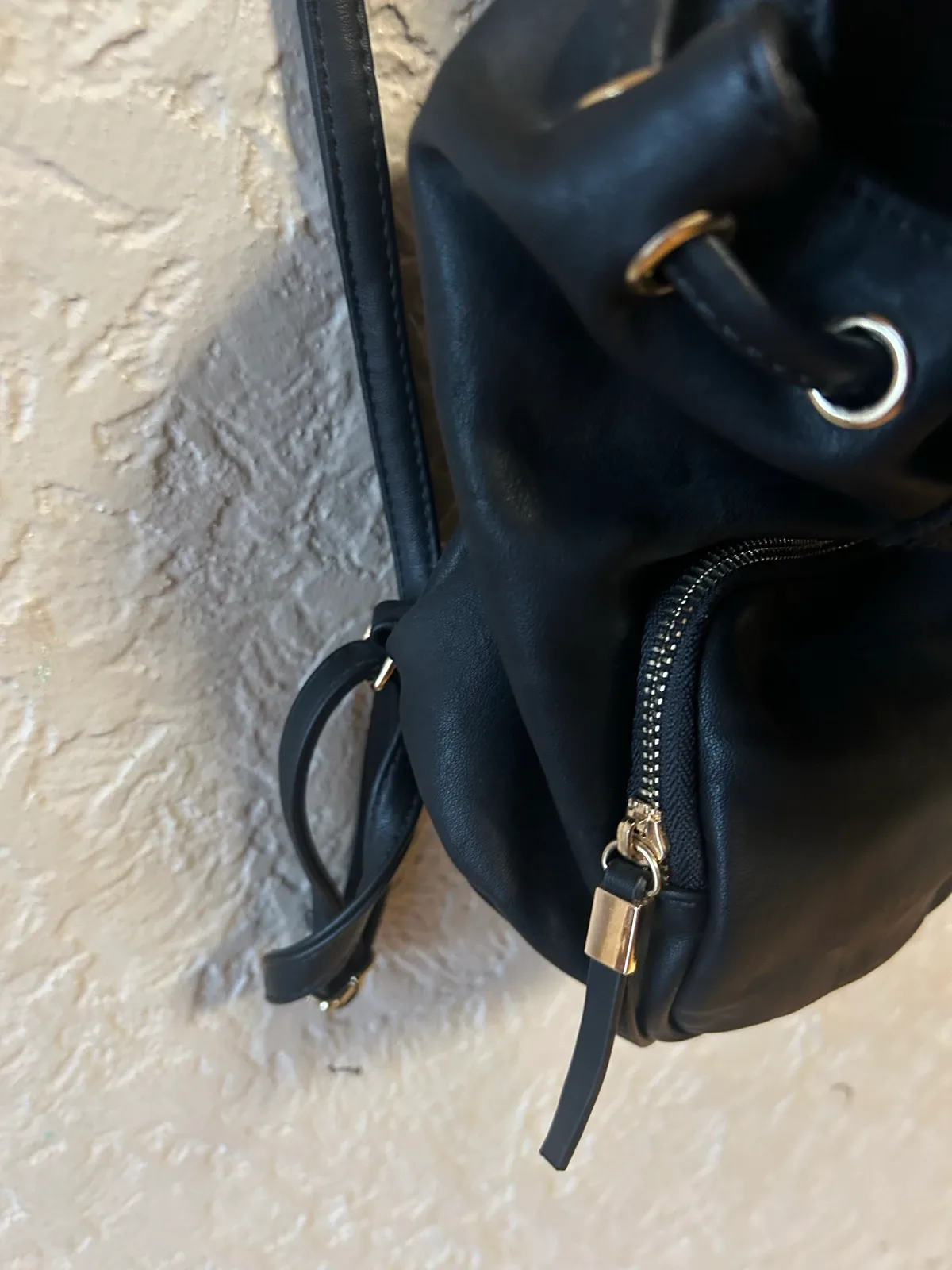 Black faux leather backpack – photo 2