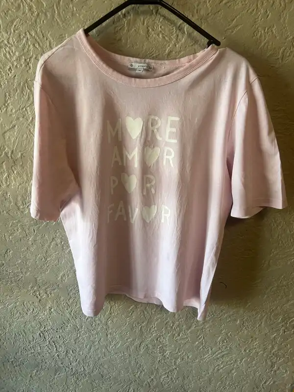 Target pink tee with white text
