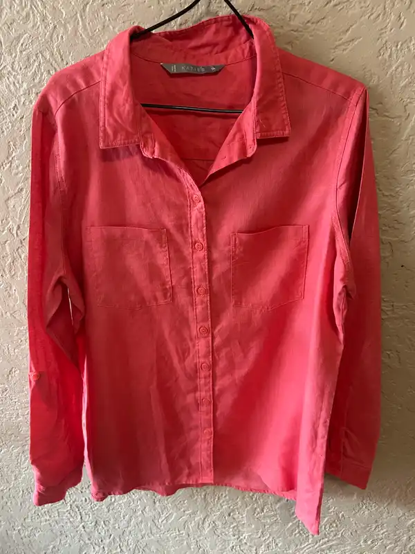 Katie’s coral pink long sleeve shirt