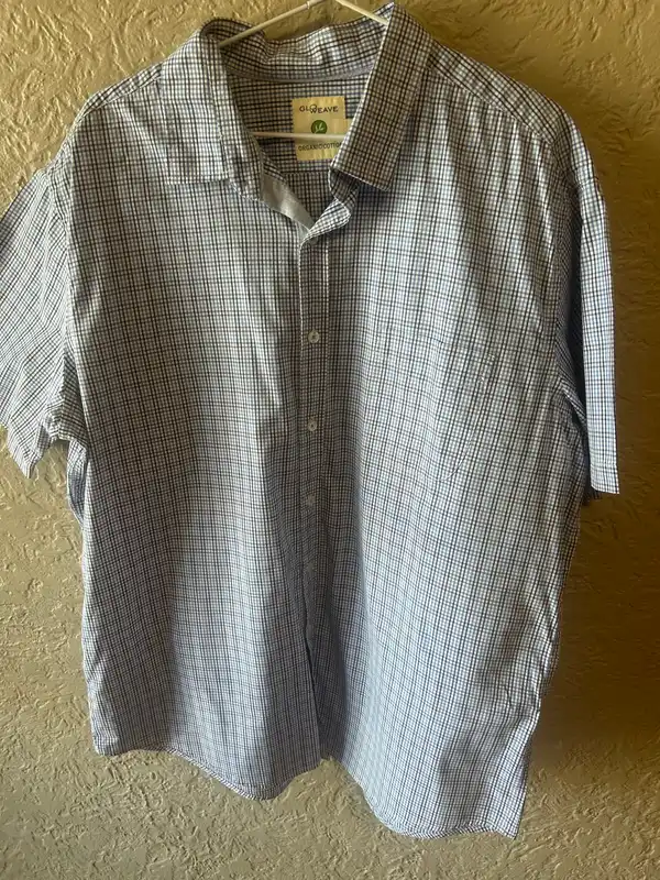 Men’s glo weave blue/white check shirt