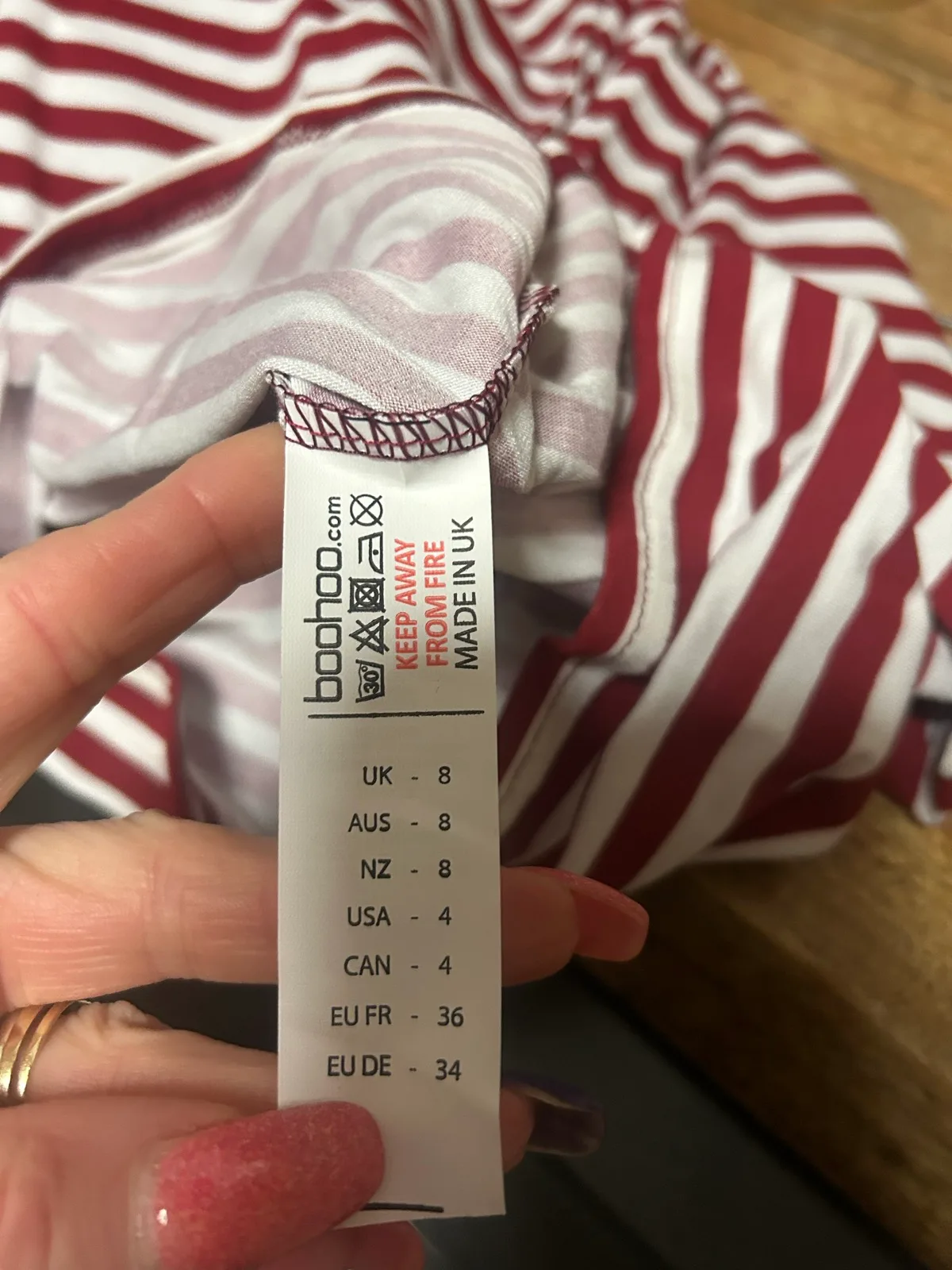 Boohoo burgundy/white long sleeve casual dress — photo 4