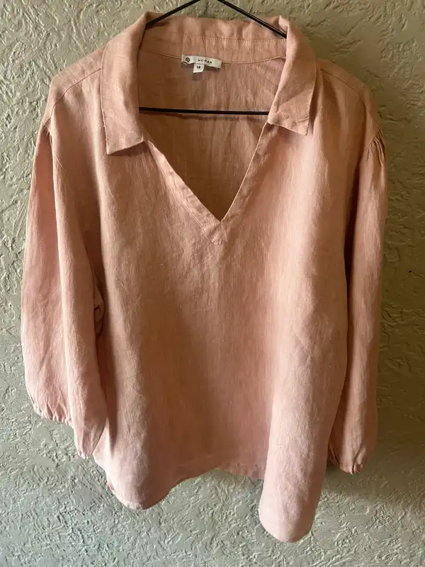 Target pink linen collared shirt