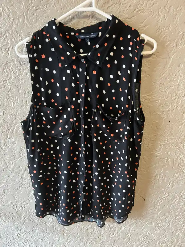 French connection black sleeveless blouse