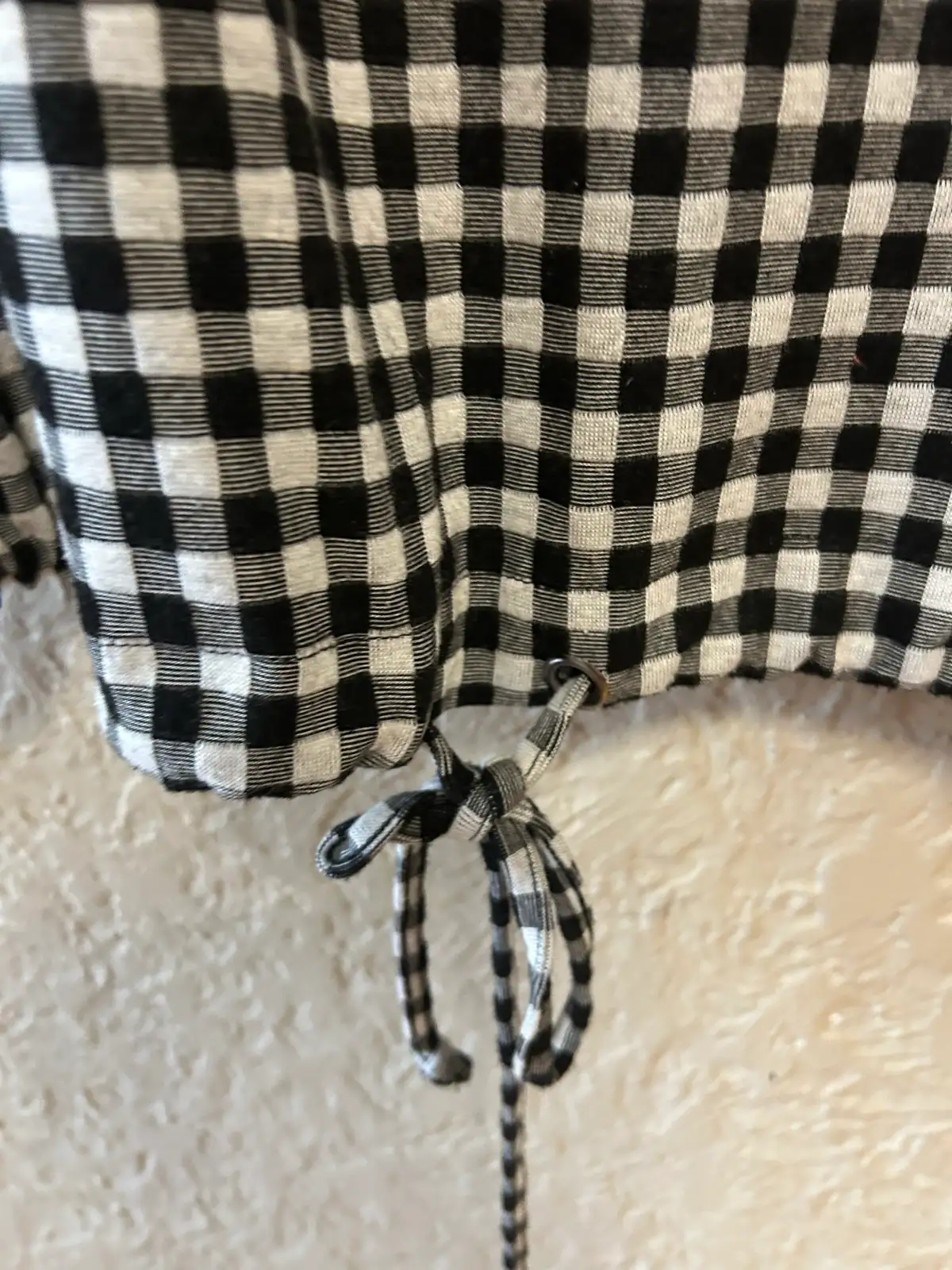 Black/white gingham 3/4 sleeve blouse – photo 3