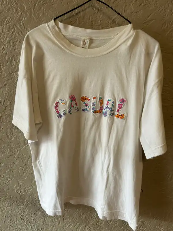 White floral embroidered cotton tee