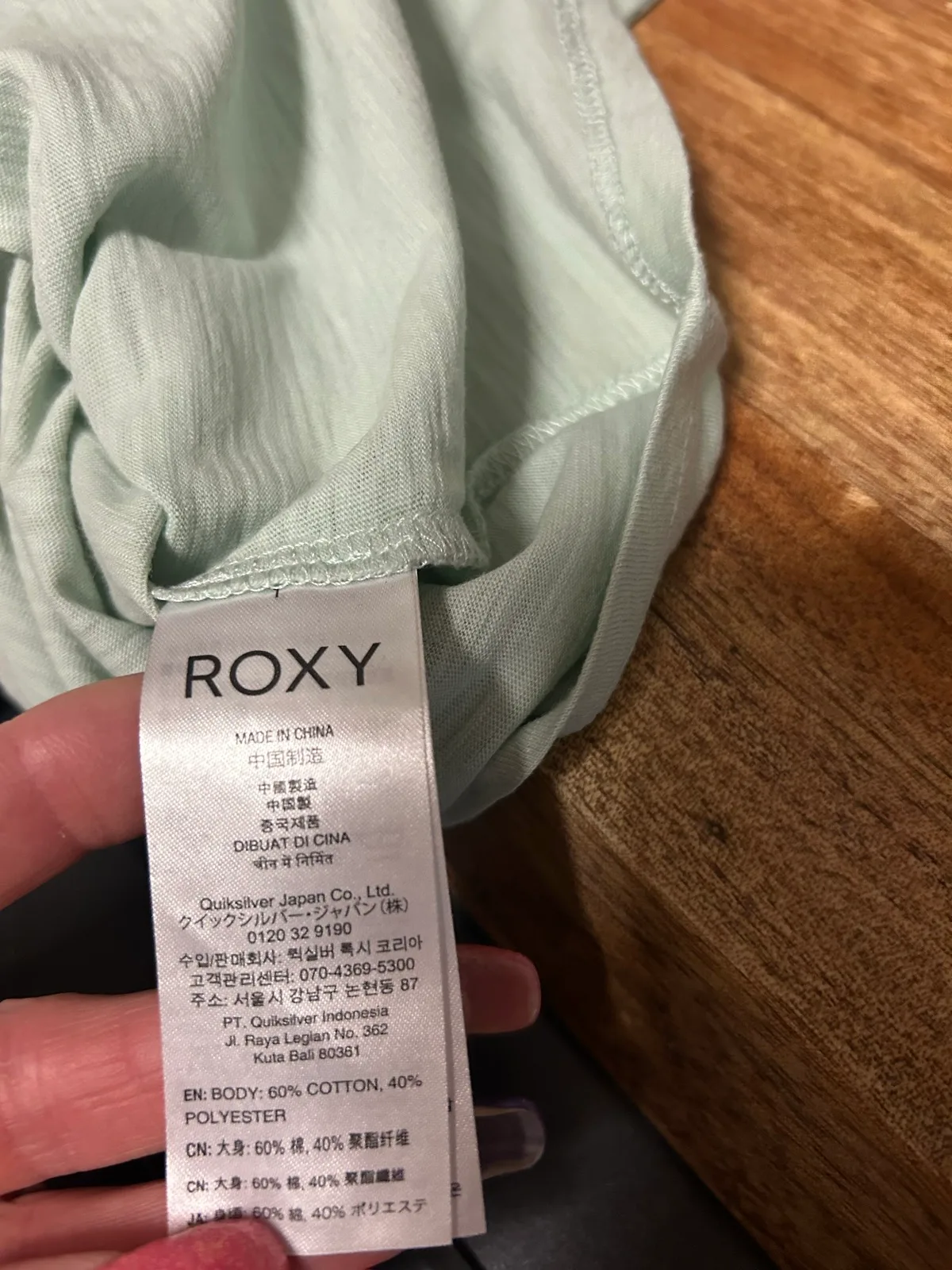 Roxy green/grey long sleeve tee with graphics — photo 4