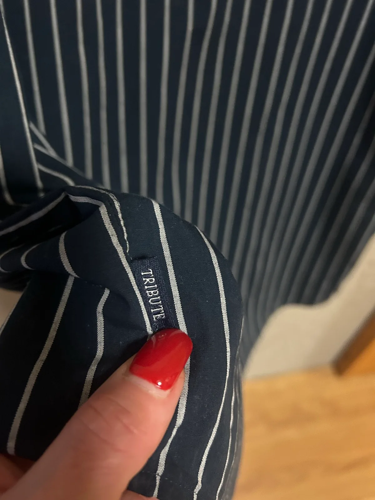 Men’s tribute navy/white striped dress shirt – photo 4