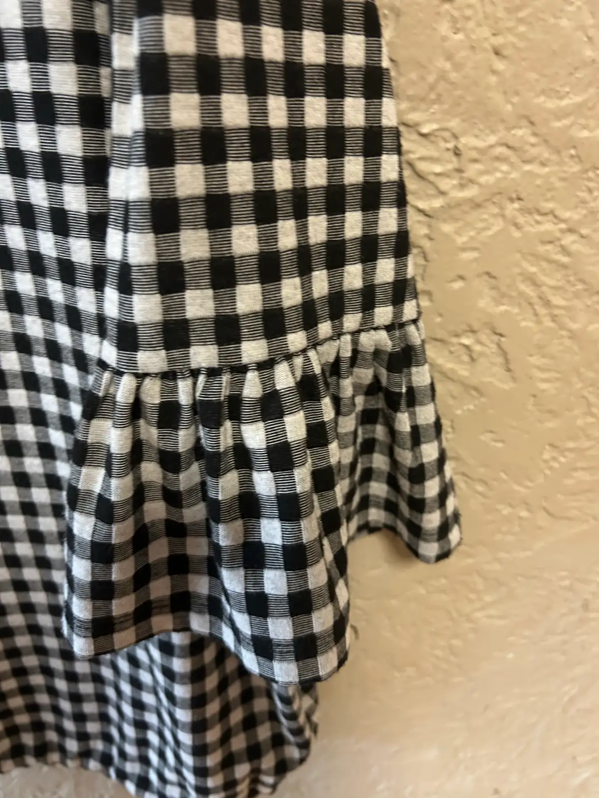Black/white gingham 3/4 sleeve blouse – photo 2