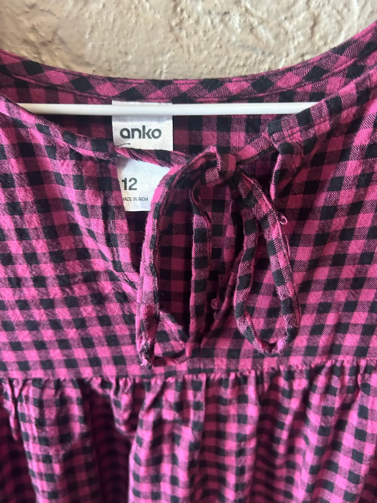 Anko pink/black plaid long sleeve blouse – photo 3