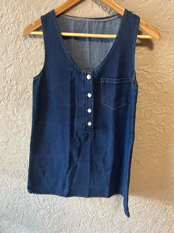 Blue denim sleeveless dress