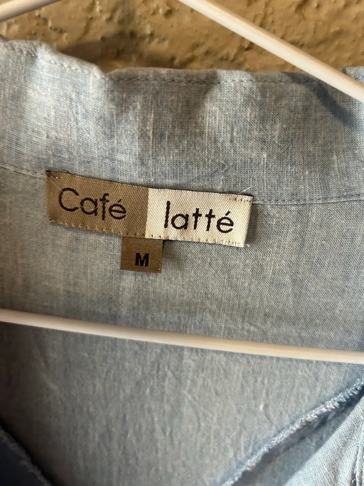 Cafe latte blue linen blend blouse – photo 3
