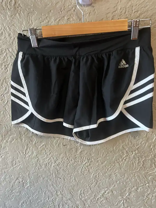 Adidas black/white striped running shorts