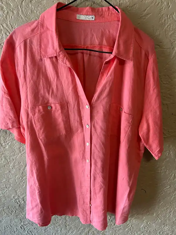 Target pink linen short sleeve shirt