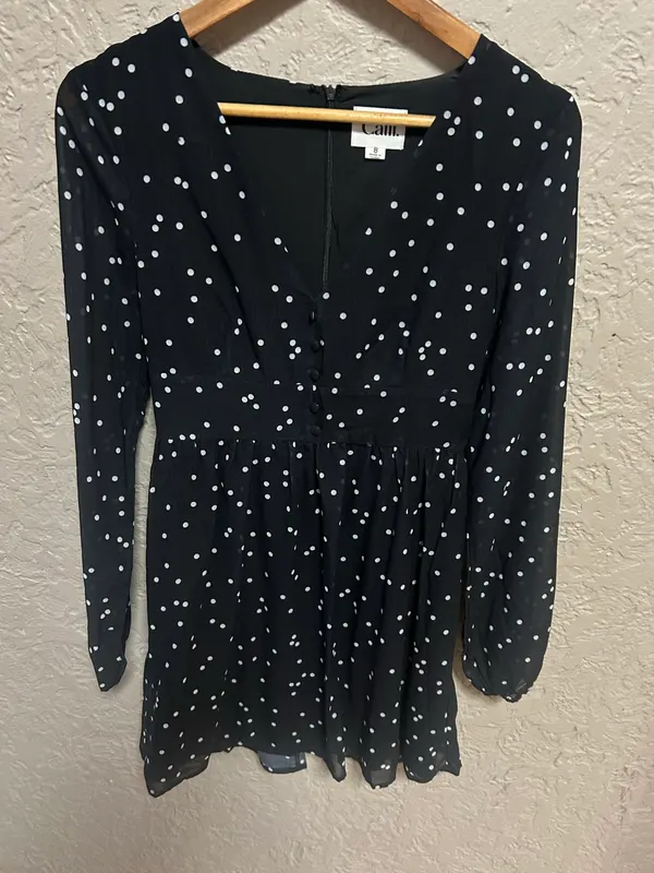 Calli black with white polka dot dress