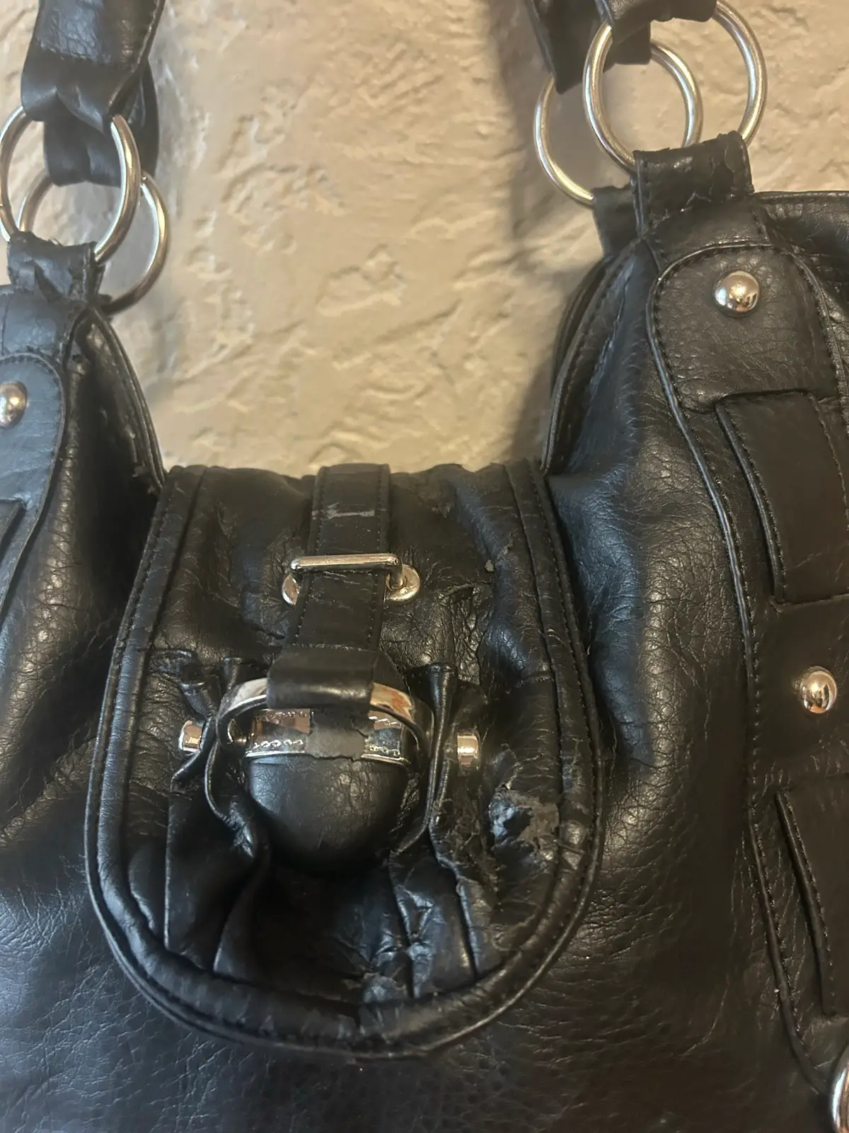 Black faux leather shoulder bag – photo 4