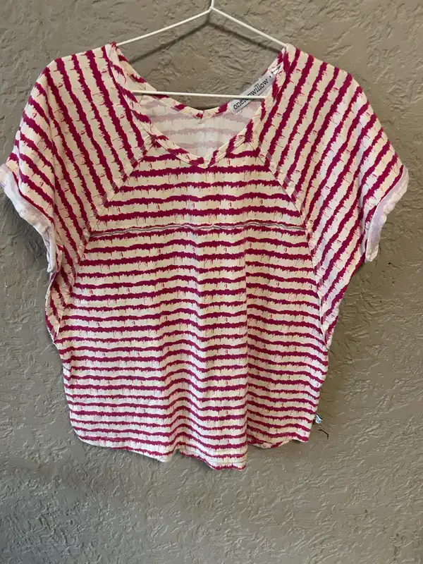 One ten willow pink/white striped top