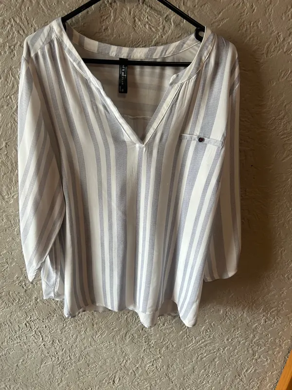 Ed.it.ed grey/white striped shirt/blouse