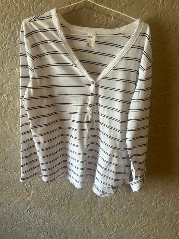 Anko white/black striped long sleeve top