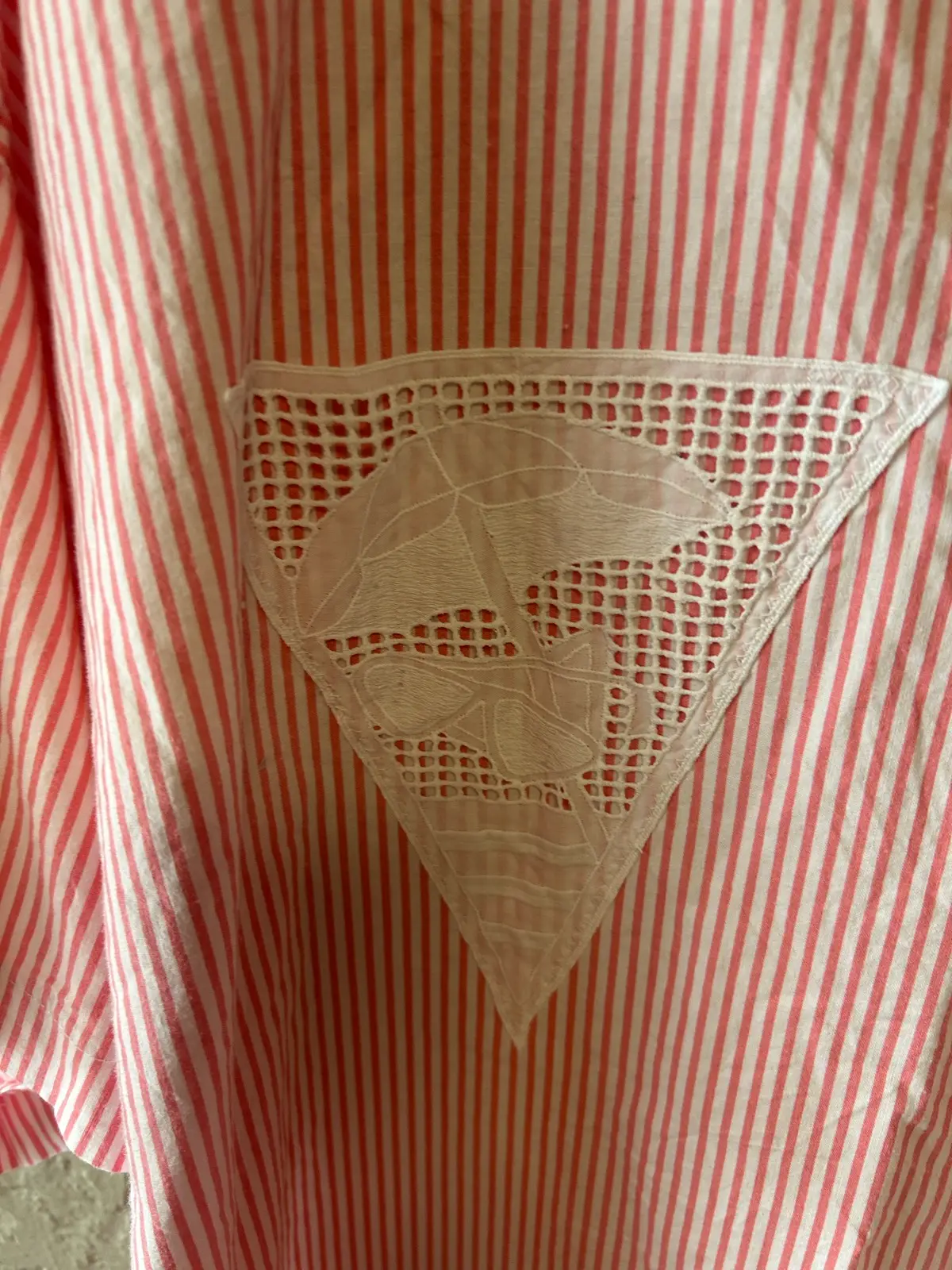 Pink/white striped short sleeve blouse – photo 2