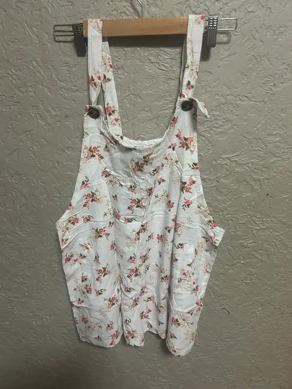 Dotti white floral short overalls