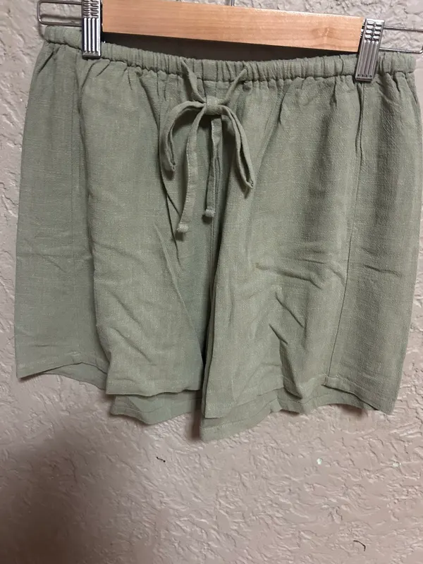 Ghanda olive green linen shorts