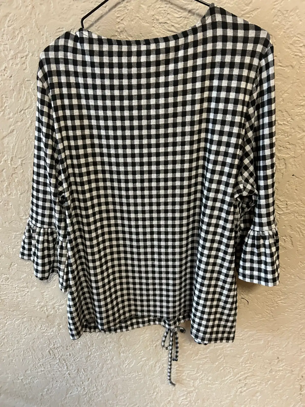 Black/white gingham 3/4 sleeve blouse – photo 4