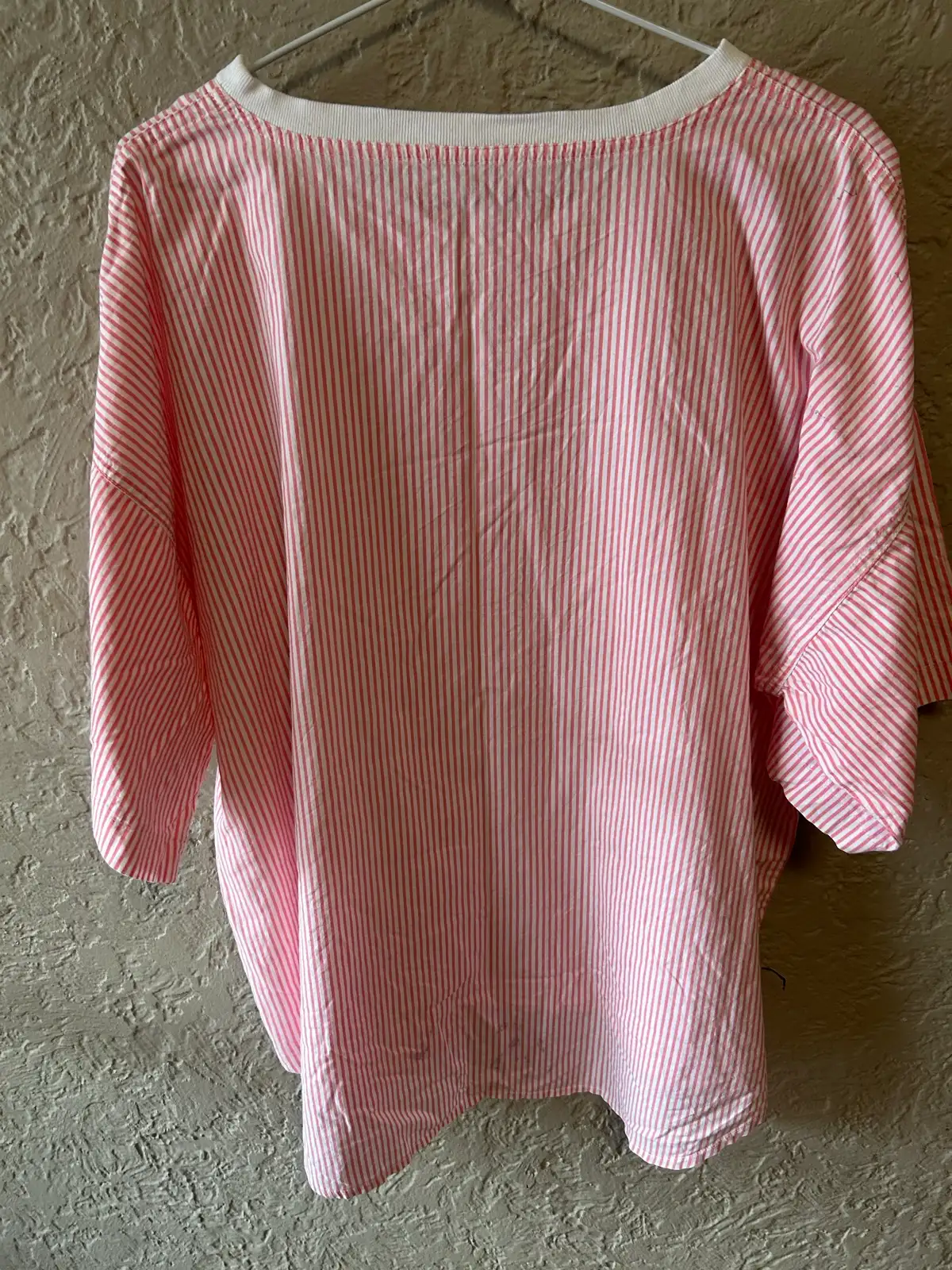 Pink/white striped short sleeve blouse – photo 4
