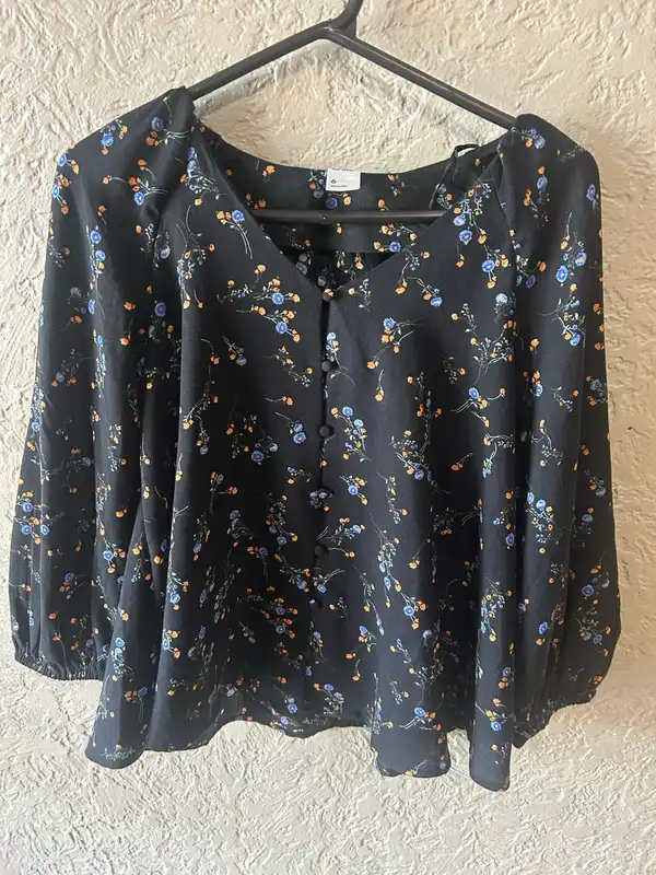 Anko black floral blouse
