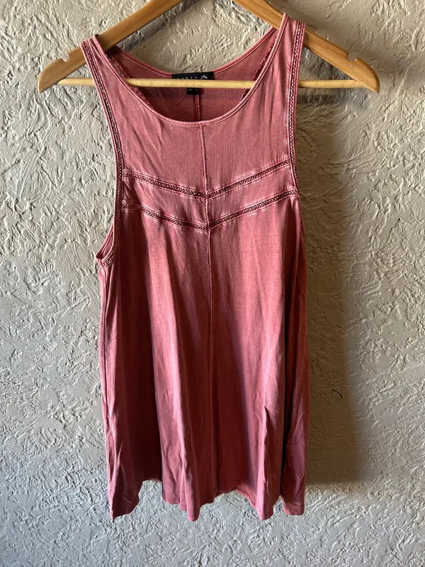 Rusty red/pink cotton round neck tank dress