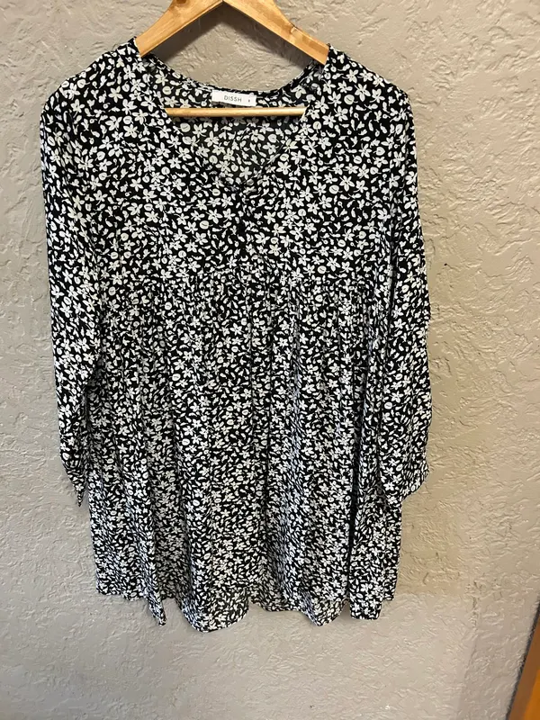 Dissh black/white floral babydoll dress