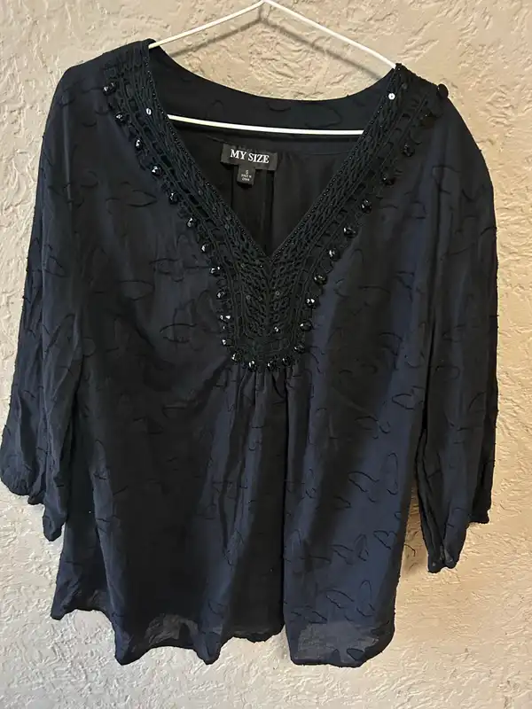 My size black tunic style top
