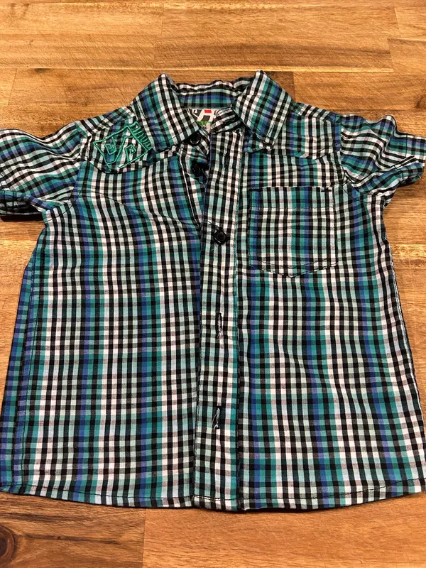 Mini mango blue/green baby boy shirt