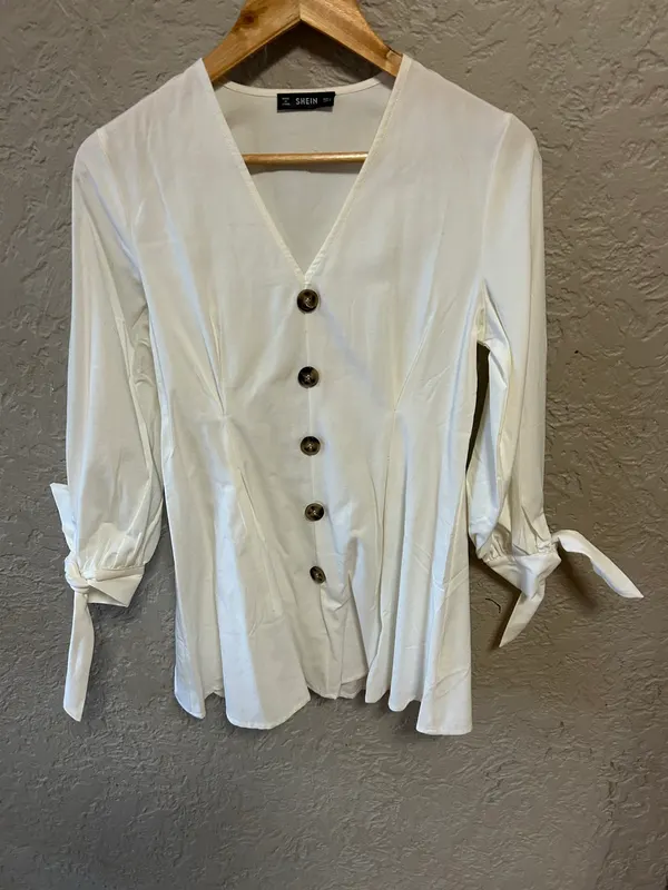 Shein white long sleeve shirt