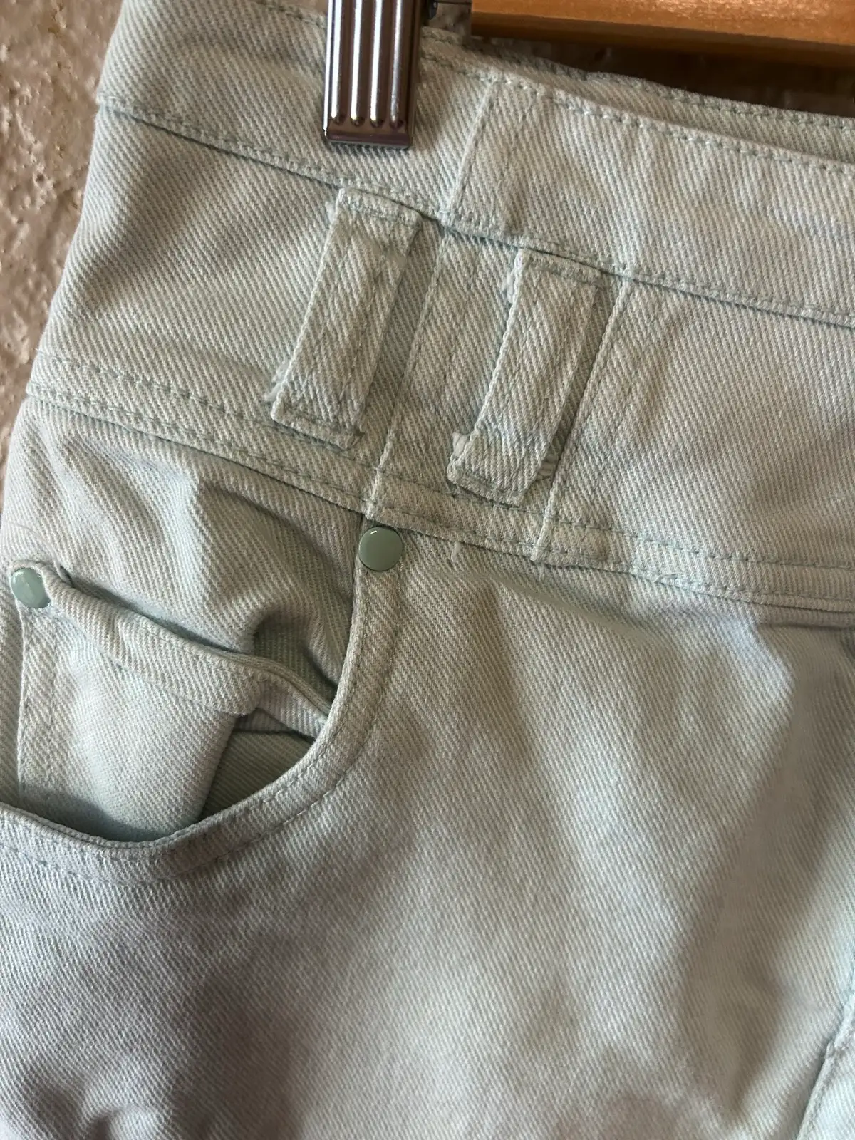 Mint green denim mini skirt – photo 2