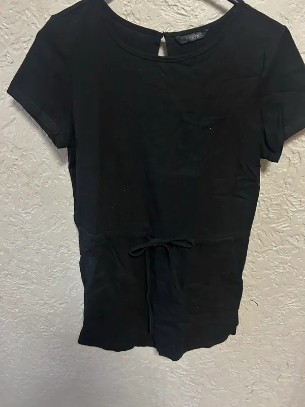 Shein black tshirt style playsuit