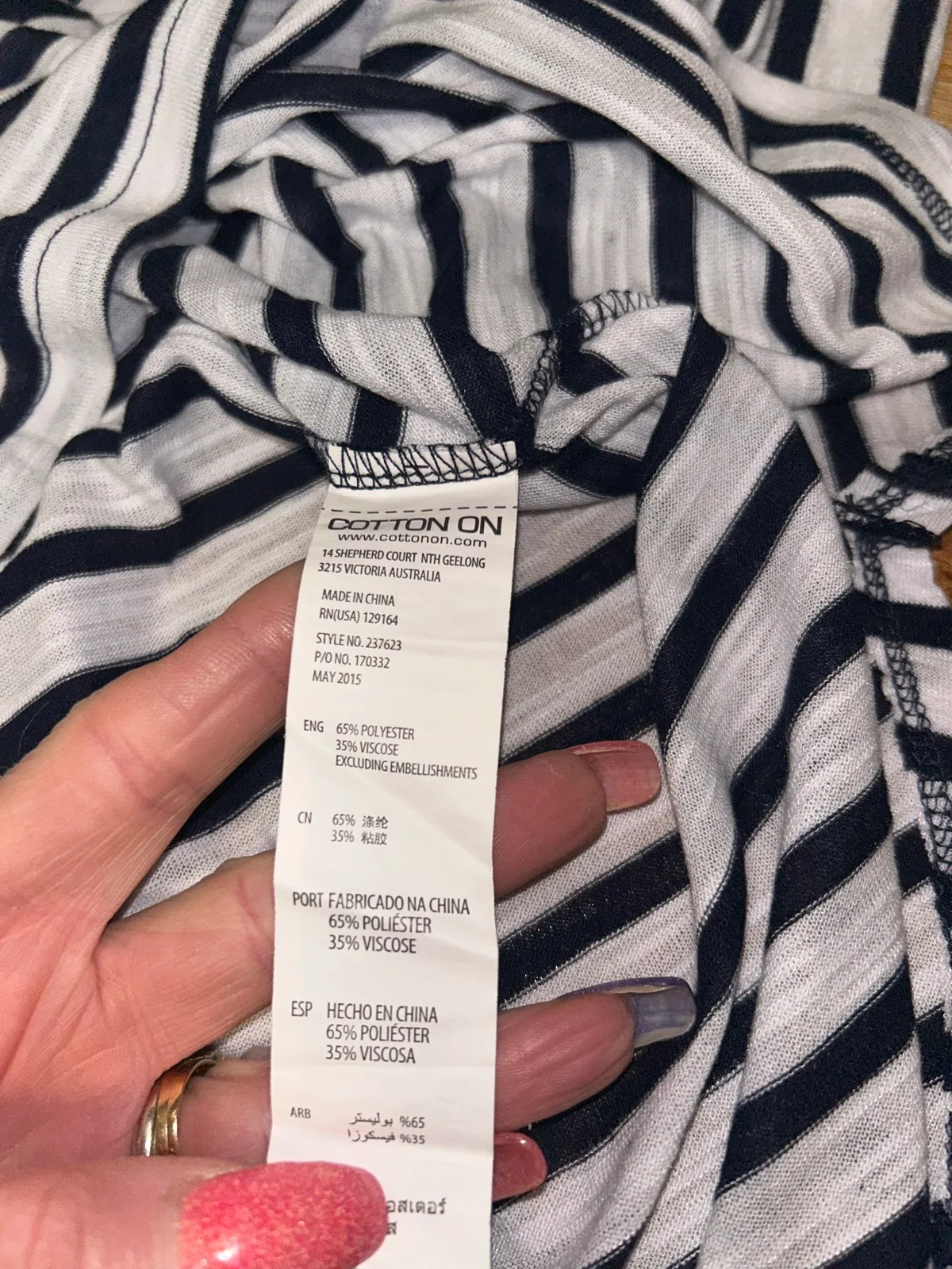Cotton on navy/white striped long sleeve top — photo 4