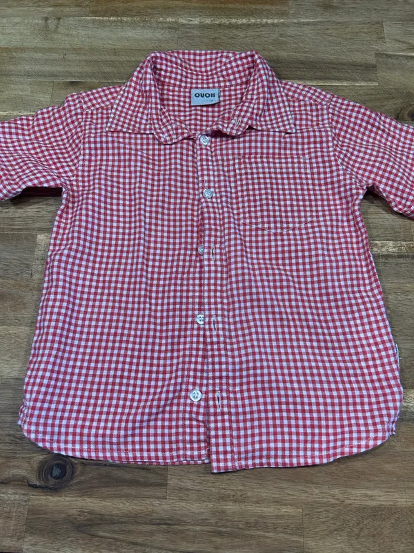 Ouch boys red/white gingham shirt
