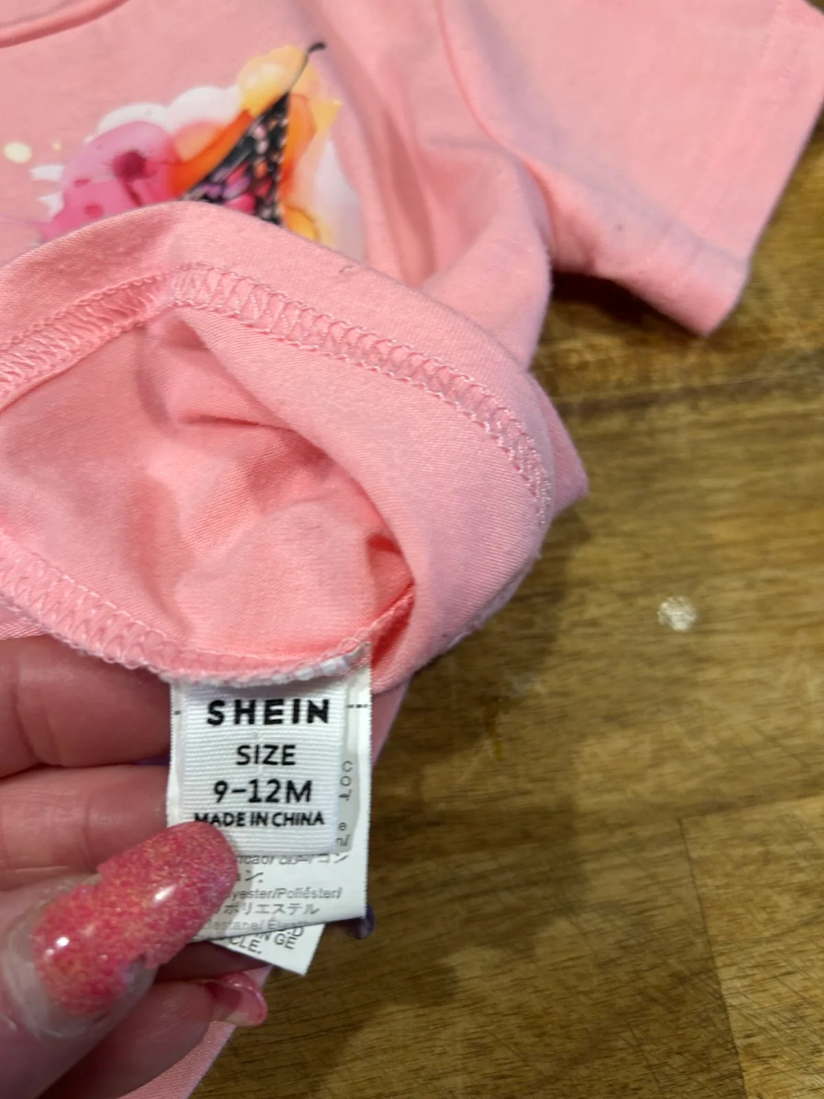 Girls pink butterfly tee and short set – photo 7