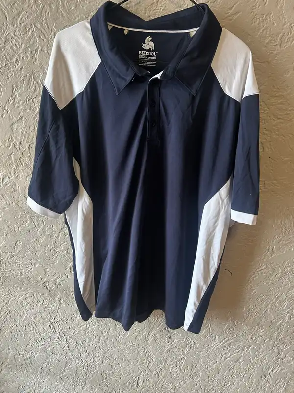 Men’s Bizcool navy/white color block polo