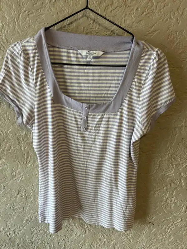 Debenhams lilac white striped petite top
