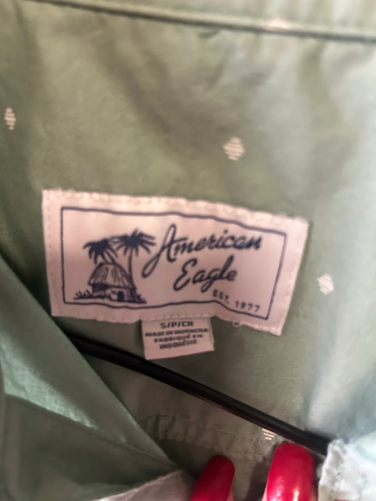 Men’s American eagle green dotted shirt – photo 3
