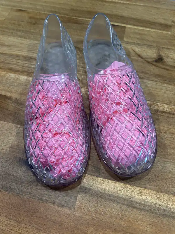 Women’s clear woven plastic flats