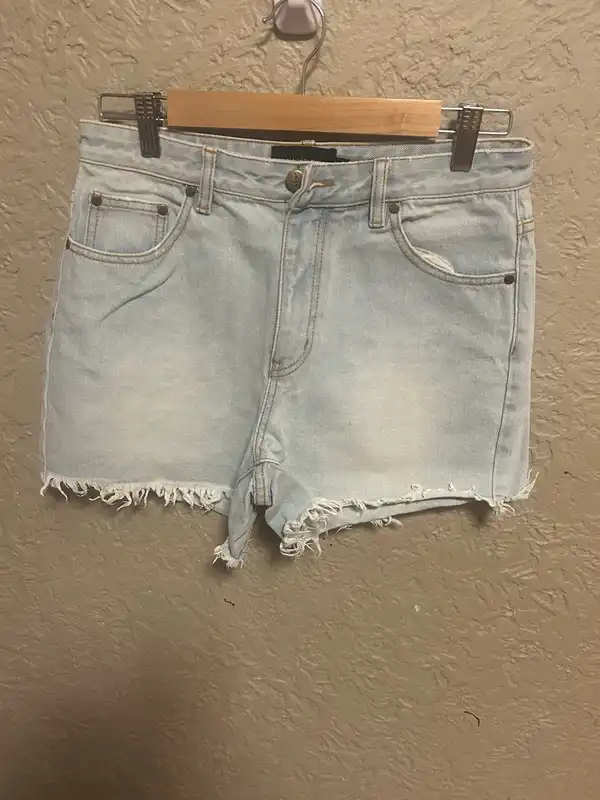 MinkPink light blue denim shorts
