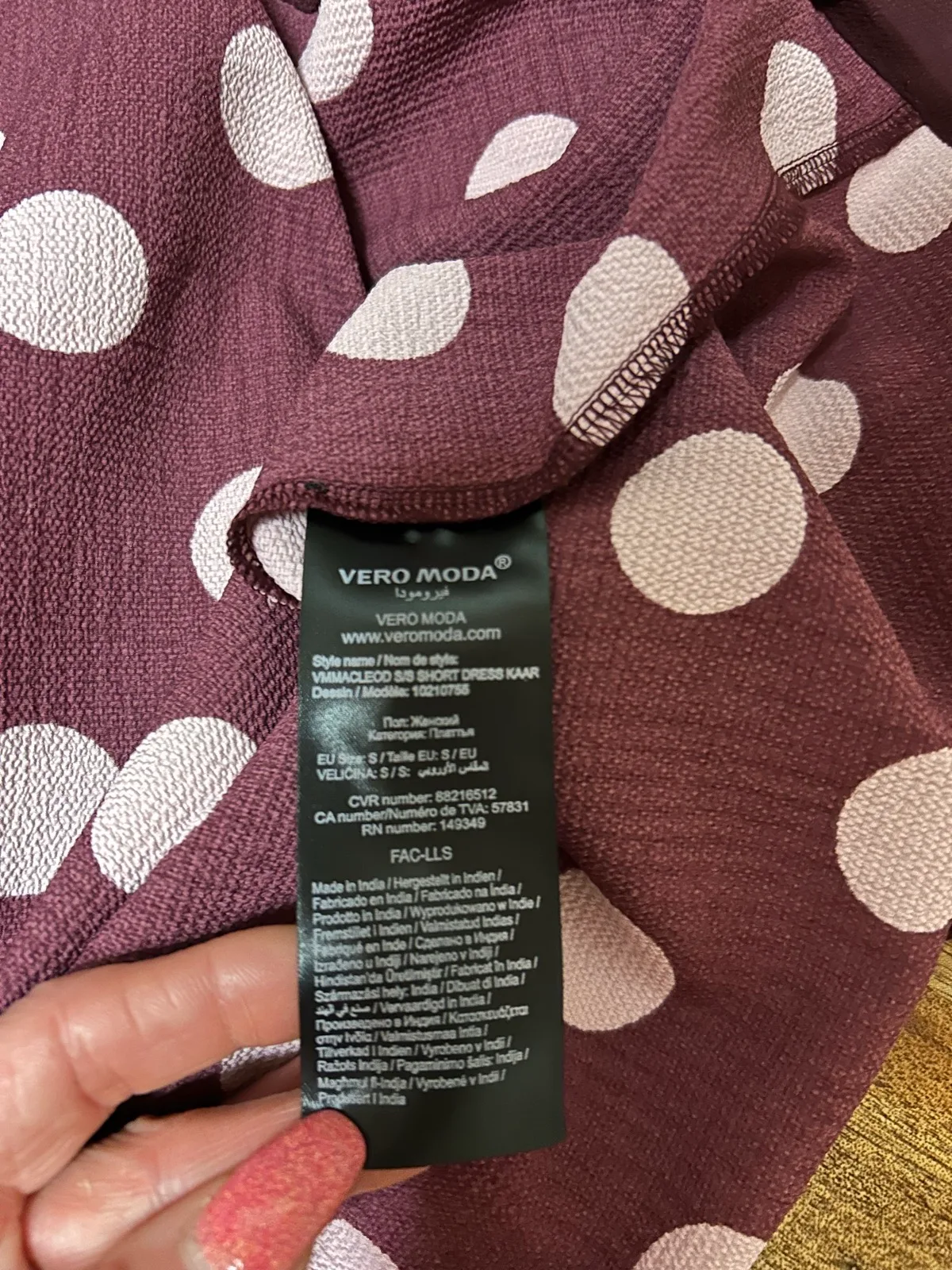 Vero moda purple/white polka dots casual dress — photo 5