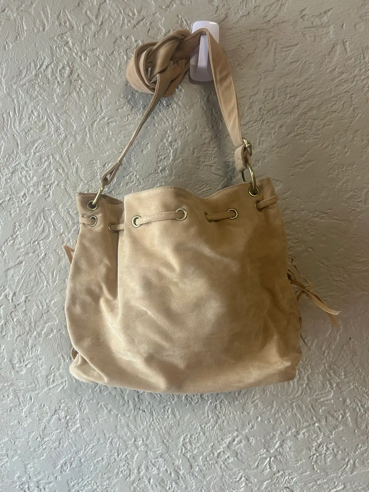 Tan boho Fringed bucket bag – photo 3