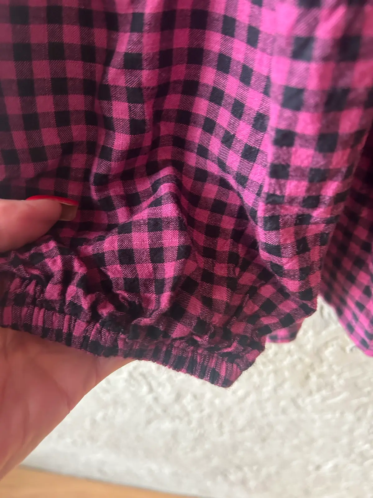 Anko pink/black plaid long sleeve blouse – photo 2