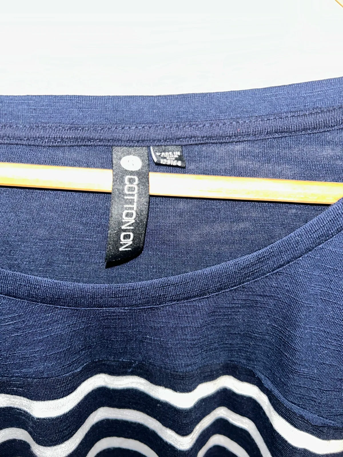 Cotton on navy/white striped long sleeve top — photo 2