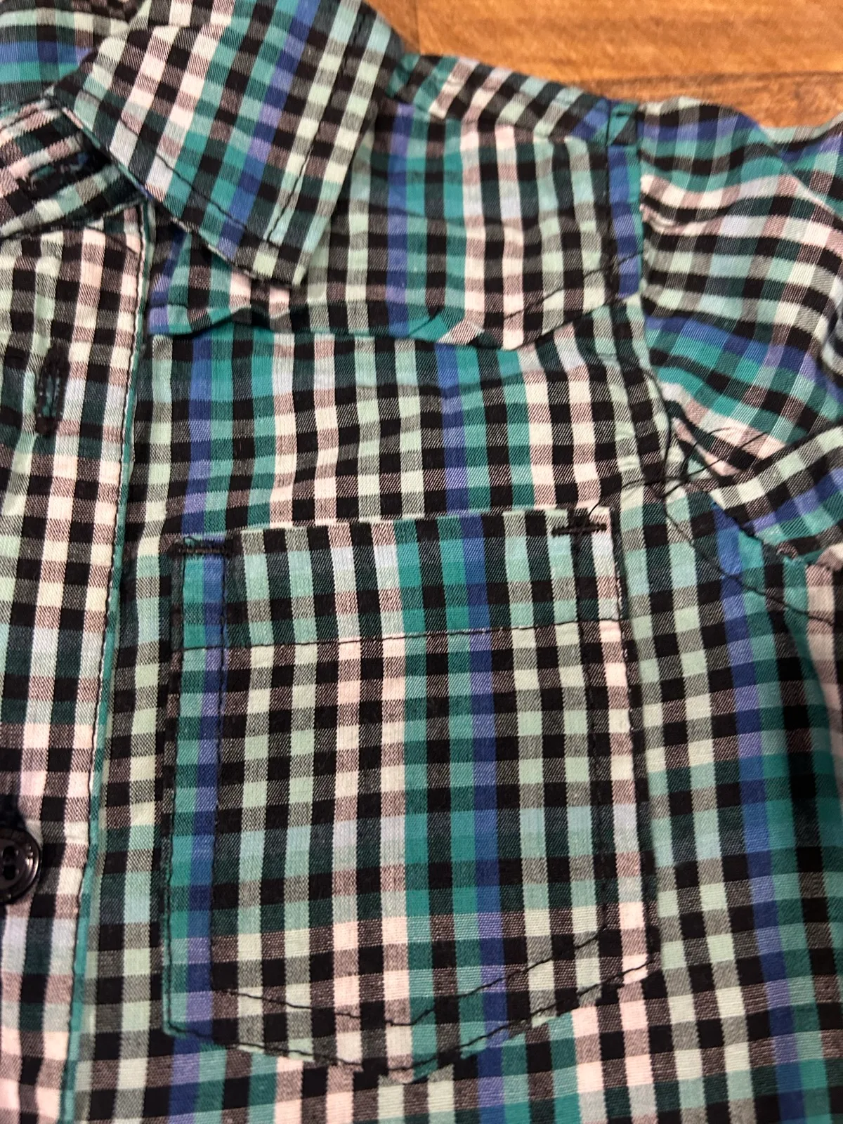 Mini mango blue/green baby boy shirt – photo 3