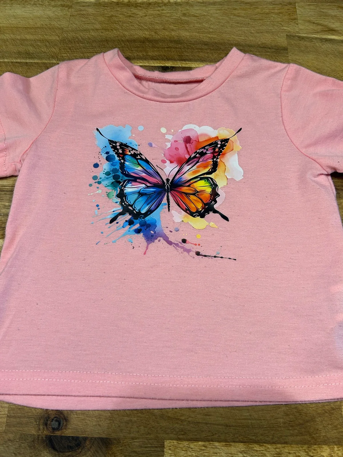 Girls pink butterfly tee and short set – photo 6